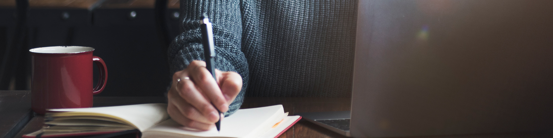 Person writing banner